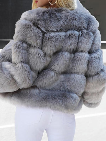 Airchics manteau en fausse fourrure mode hiver femme veste gris